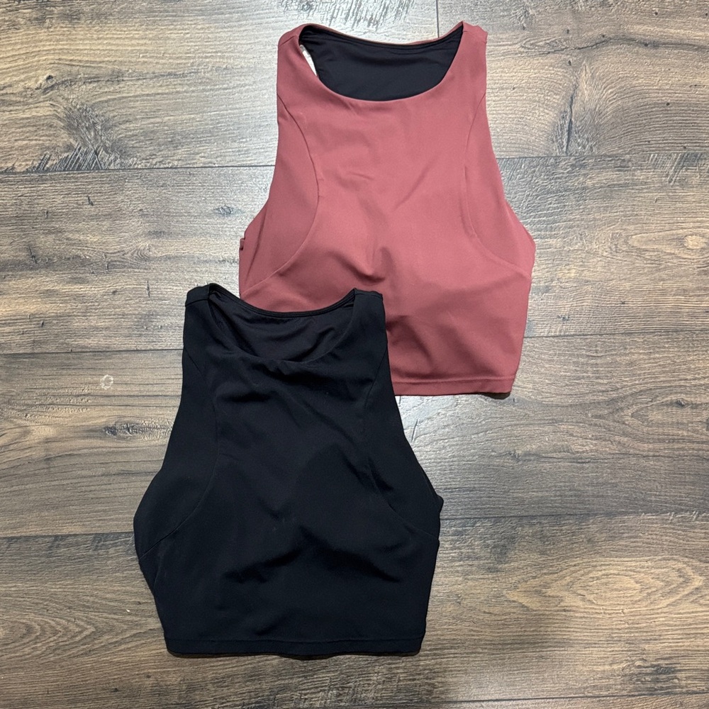 HALARA Racerback Backless Cut Out Crisscross Workout Tank - Black & Red Mahogany